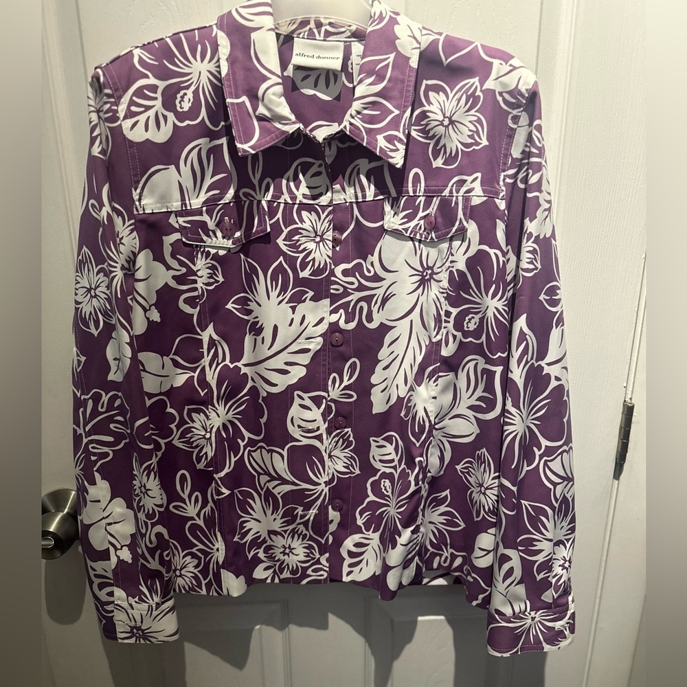 Alfred Dunner Women Button Shirt Jacket Size 12 NWOT Floral lightweight